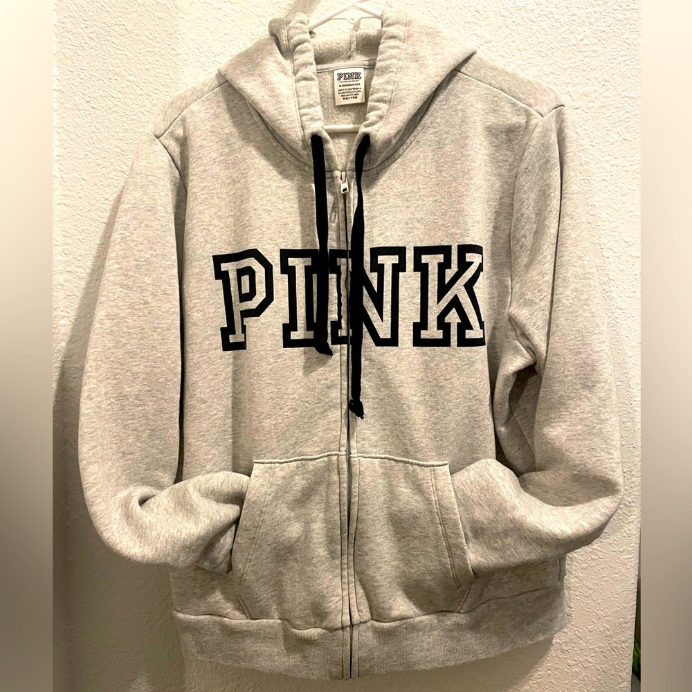 PINK Victoria’s Secret zip up hooded sweatshirt size Lg